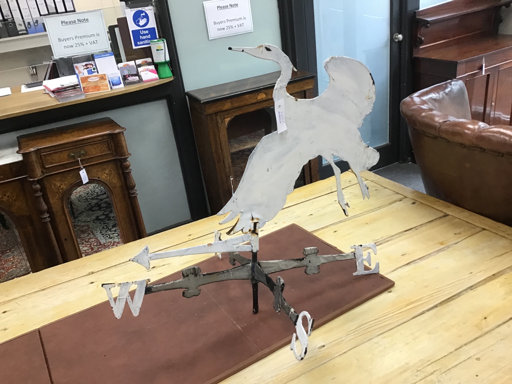 A painted iron heron weather vane, height 64cm